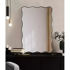 Discount Kirklands Home Black Wavy Beveled Rectangular Wall Mirror