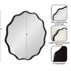 Kirklands Home Wavy Scallop Round Wall Mirror Black