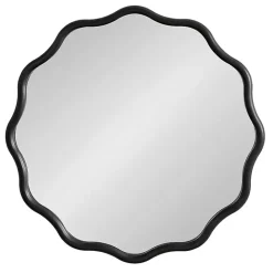 Kirklands Home Wavy Scallop Round Wall Mirror Black