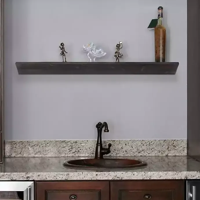 Best Kirklands Home Black Wedge Wood Large Floating Shelf