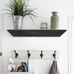 Online Kirklands Home Black Wedge Wood Small Floating Shelf