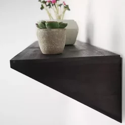 Online Kirklands Home Black Wedge Wood Small Floating Shelf