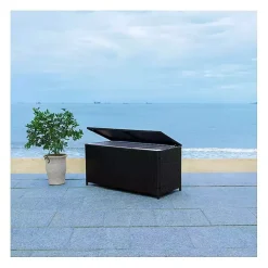 Kirklands Home Wicker Outdoor Storage Box Black