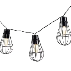 Hot Kirklands Home Wire Cage Solar Outdoor String Lights Black