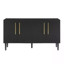 Outlet Kirklands Home Wood and Gold 4-Door Cabinet Black