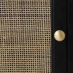Hot Kirklands Home Wood and Natural Rattan Cabinet Black