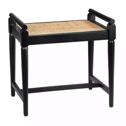 Kirklands Home Wood and Rattan Boho Bench Black