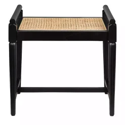 Kirklands Home Wood and Rattan Boho Bench Black