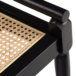 Kirklands Home Wood and Rattan Boho Bench Black