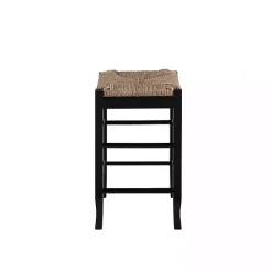 Online Kirklands Home Wood and Woven Rush Counter Stool Black