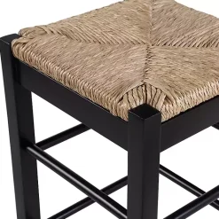 Online Kirklands Home Wood and Woven Rush Counter Stool Black