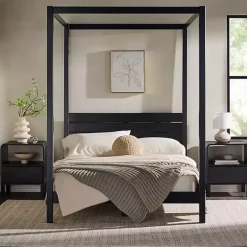 Online Kirklands Home Wood Canopy Full Bed Black
