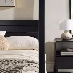 Online Kirklands Home Wood Canopy Full Bed Black