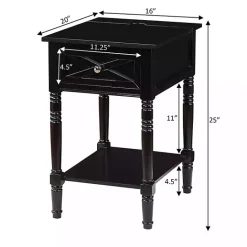Kirklands Home Wood Charging Traditional Accent Table Black