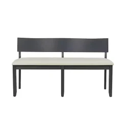 Discount Kirklands Home Black Wood Cream Upholstered Bench White