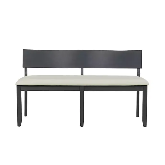 Discount Kirklands Home Black Wood Cream Upholstered Bench White
