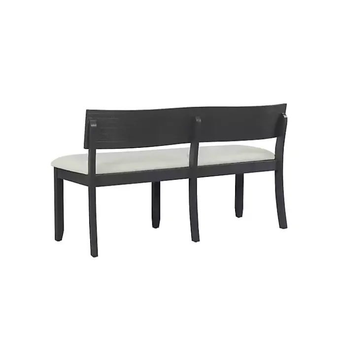 Discount Kirklands Home Black Wood Cream Upholstered Bench White