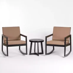 Hot Kirklands Home Black Wood Cushioned Rocker 3-pc. Conversation Set