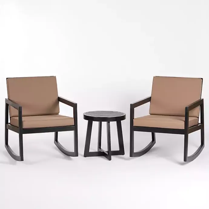 Hot Kirklands Home Black Wood Cushioned Rocker 3-pc. Conversation Set