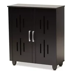 Outlet Kirklands Home Wood Cut-Out Shoe Storage Cabinet Black