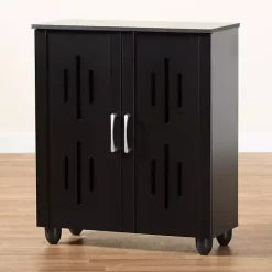 Outlet Kirklands Home Wood Cut-Out Shoe Storage Cabinet Black