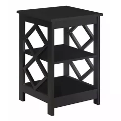 Sale Kirklands Home Wood Diamond 2-Tier Accent Table Black