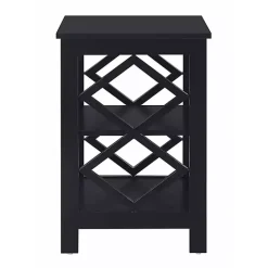 Sale Kirklands Home Wood Diamond 2-Tier Accent Table Black