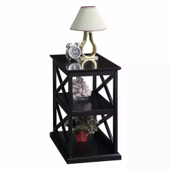 New Kirklands Home Wood Double X Sides Accent Table Black
