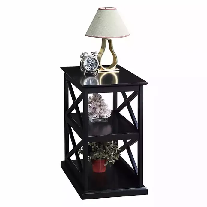 New Kirklands Home Wood Double X Sides Accent Table Black