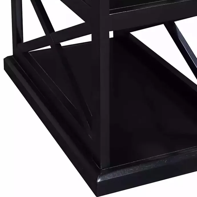 New Kirklands Home Wood Double X Sides Accent Table Black