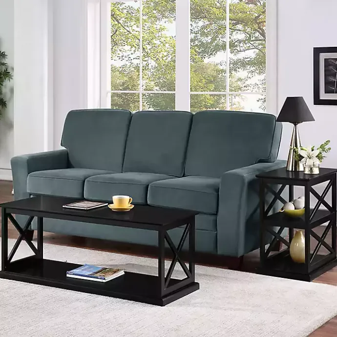 New Kirklands Home Wood Double X Sides Accent Table Black