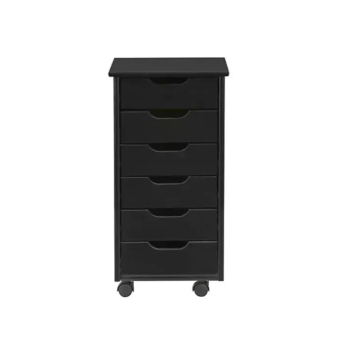 Outlet Kirklands Home Wood 6-Drawer Cary Storage Cart Black