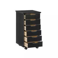 Outlet Kirklands Home Wood 6-Drawer Cary Storage Cart Black