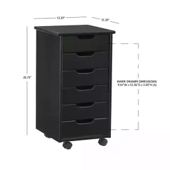 Outlet Kirklands Home Wood 6-Drawer Cary Storage Cart Black