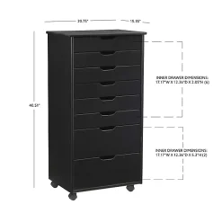 Hot Kirklands Home Wood 8-Drawer Cary Storage Cart Black
