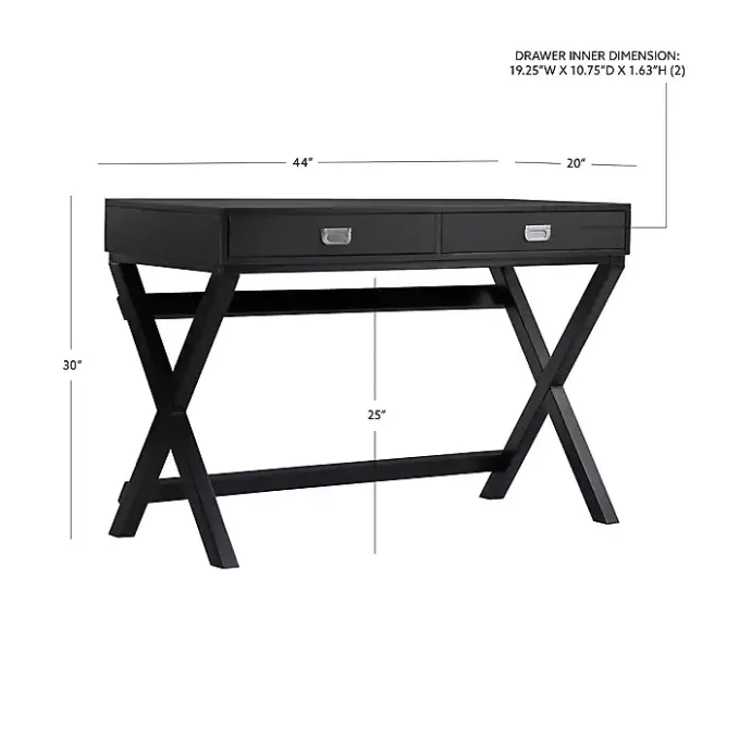 Outlet Kirklands Home Wood 2-Drawer Peggy Desk Black