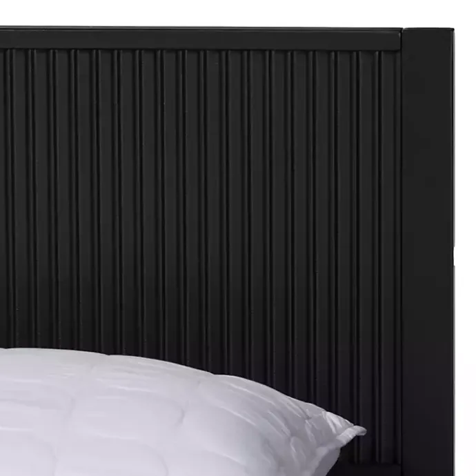 Kirklands Home Wood Fluted Headboard Primrose Queen Bed Black