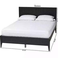 Kirklands Home Wood Fluted Headboard Primrose Queen Bed Black