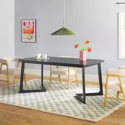 Discount Kirklands Home Wood Geometric Legs Dining Table Black