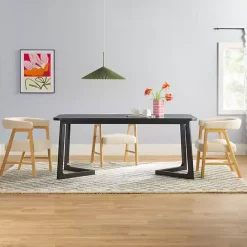 Discount Kirklands Home Wood Geometric Legs Dining Table Black