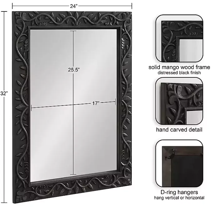 Clearance Kirklands Home Wood Ornate Carved Wall Mirror Black