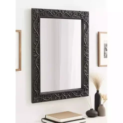 Clearance Kirklands Home Wood Ornate Carved Wall Mirror Black