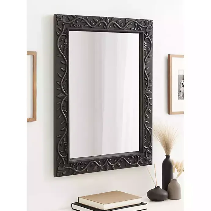 Clearance Kirklands Home Wood Ornate Carved Wall Mirror Black
