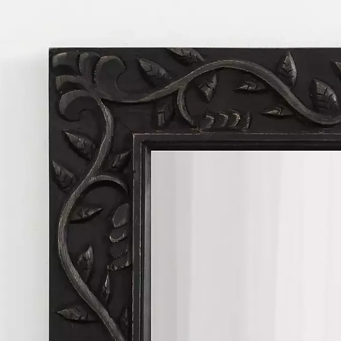 Clearance Kirklands Home Wood Ornate Carved Wall Mirror Black