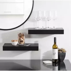 Clearance Kirklands Home Black Wood 2-pc. Floating Shelves, 18 in.