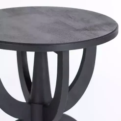 Online Kirklands Home Wood Round Dori Side Table Black