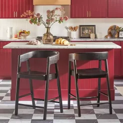 Kirklands Home Wood Rounded Modern Counter Stool Black