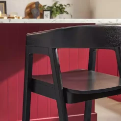 Kirklands Home Wood Rounded Modern Counter Stool Black