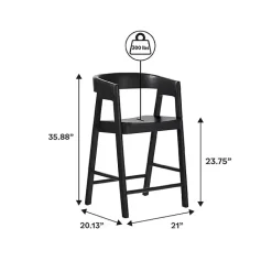 Kirklands Home Wood Rounded Modern Counter Stool Black