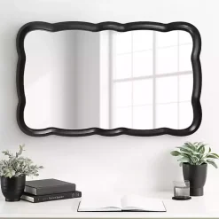 Discount Kirklands Home Black Wood Scalloped Leigh Wall Mirror